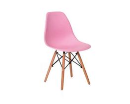 Cadeira Charles Eames Eiffel Cor ROSA Base Madeira Sala Cozinha Jantar