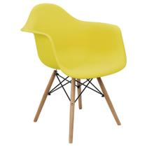 Cadeira Charles Eames Eiffel Design Wood Com Braço Amarela