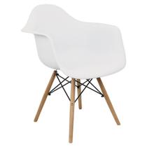 Cadeira Charles Eames Eiffel Design Wood Com Braço - Branco