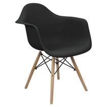 Cadeira Charles Eames Eiffel Design Wood Com Braço - Preto