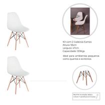 Cadeira Charles Eames Eiffel Pés de Madeira Branca Kit 2 un