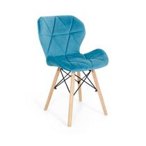 Cadeira Charles Eames Eiffel Slim Veludo Estofada - Turquesa - Império Brazil Business