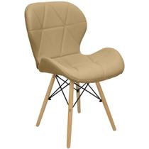 Cadeira Charles Eames Eiffel Slim Wood Estofada - Bege Cadeira Charles Eames Eiffel Slim Wood Estofada - Bege