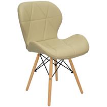 Cadeira Charles Eames Eiffel Slim Wood Estofada - Bege - Magazine Roma