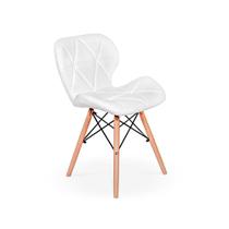 Cadeira Charles Eames Eiffel Slim Wood Estofada - Branca Cadeira Charles Eames Eiffel Slim Wood Estofada - Branca