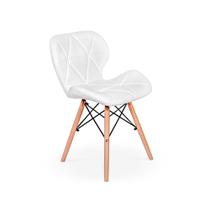 Cadeira Charles Eames Eiffel Slim Wood Estofada - Branca - Magazine Decor