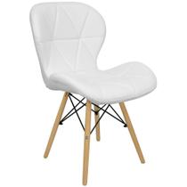 Cadeira Charles Eames Eiffel Slim Wood Estofada - Branca - Magazine Roma