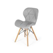 Cadeira Charles Eames Eiffel Slim Wood Estofada - Cinza