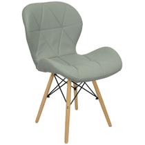 Cadeira Charles Eames Eiffel Slim Wood Estofada - Cinza - Magazine Roma