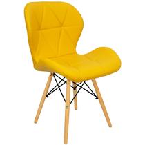Cadeira Charles Eames Eiffel Slim Wood Estofada - Mostarda - Magazine Roma