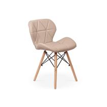 Cadeira Charles Eames Eiffel Slim Wood Estofada - Nude - Magazine Decor