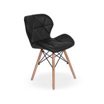 Cadeira Charles Eames Eiffel Slim Wood Estofada Preta