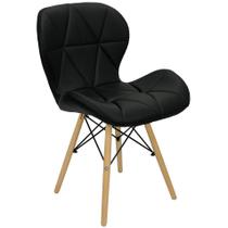 Cadeira Charles Eames Eiffel Slim Wood Estofada - Preta Cadeira Charles Eames Eiffel Slim Wood Estofada - Preta