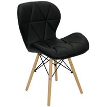 Cadeira Charles Eames Eiffel Slim Wood Estofada - Preta