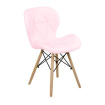 Cadeira Charles Eames Eiffel Slim Wood Estofada - Rosa Claro