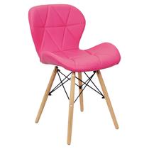 Cadeira Charles Eames Eiffel Slim Wood Estofada - Rosa - Magazine Roma