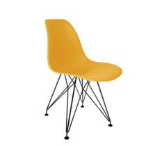 Cadeira Charles Eames Ferro Preto Assento Amarelo