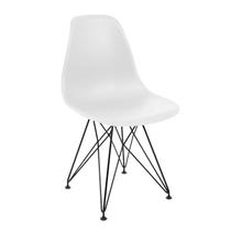 Cadeira Charles Eames Ferro Preto Assento Branco