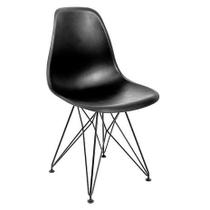 Cadeira Charles Eames Ferro Preto Assento Preto