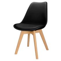 Cadeira Charles Eames Leda Design Wood Estofada Base Madeira
