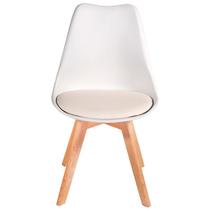 Cadeira Charles Eames Leda Luisa Saarinen Design Wood Estofada Base Madeira - Branca