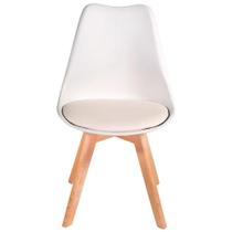 Cadeira Charles Eames Leda Luisa Saarinen Design Wood Estofada Base Madeira - Branca Cadeira Charles Eames Leda Luisa Saarinen Design Wood Estofada Base Madeira - Branca