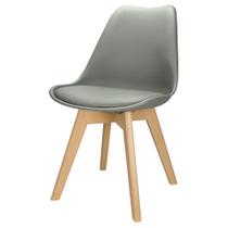 Cadeira Charles Eames Leda Luisa Saarinen Design Wood Estofada Base Madeira - Cinza - Magazine Roma