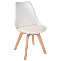 Cadeira Charles Eames Leda Saariem Design Wood Estofada Base Madeira - Branca - Decoreshop