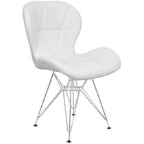 Cadeira Charles Eames Slim Eiffel Base Metal Cromado - Branco
