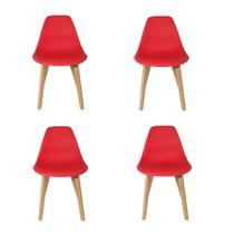 Cadeira CHARLES EAMES Solid Wood 131PP VERMELHA KIT 4 UN