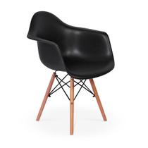 Cadeira Charles Eames Wood Daw Com Braços - Design - Preta - Império Brazil Business