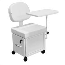 Cadeira Cirandinha Manicure Gavetão Tampo Rodízios Branco