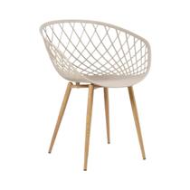 Cadeira Clarice Nest Wood Com Apoio de Braço Bege