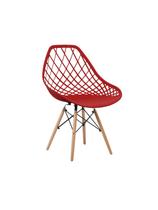 Cadeira cloe vermelha base de madeira