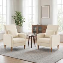 Cadeira COLAMY Estilo Mid-Century Modern Estofada Branca Cadeira COLAMY Estilo Mid-Century Modern Estofada Branca