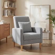 Cadeira COLAMY Estilo Mid-Century Modern Estofada Cinza Claro Cadeira COLAMY Estilo Mid-Century Modern Estofada Cinza Claro