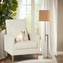 Cadeira COLAMY Estilo Mid-Century Moderna Estofada em Tecido Branco Cadeira COLAMY Estilo Mid-Century Moderna Estofada em Tecido Branco