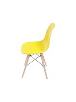 Cadeira colmeia amarela base de madeira