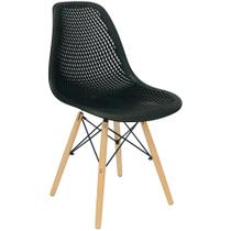 Cadeira Colmeia Furadinha Heloisa Eloá Charles Eames Eiffel Base Madeira - Preta - Magazine Roma