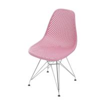 Cadeira Colmeia PP Rosa Base Metal