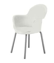 Cadeira com Braço Base Cromada Linha Polipropileno Moon Branco Cadeira com Braço Base Cromada Linha Polipropileno Moon Branco