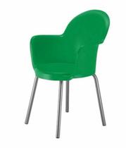 Cadeira com Braço Base Cromada Linha Polipropileno Moon Verde Cadeira com Braço Base Cromada Linha Polipropileno Moon Verde