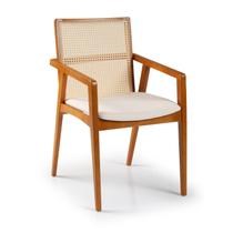 Cadeira com Braço Madeira Maciça Encosto em Tela Assento Estofado Siena Móveis Clement