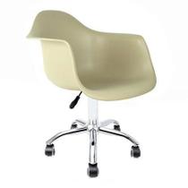 Cadeira com Braços Eames Creme Emporio Tiffany com Office Cromada