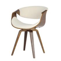 Cadeira com Braços Fixa Nicole Rivatti Linho Creme Estrutura em Madeira Multilaminada Cadeira com Braços Fixa Nicole Rivatti Linho Creme Estrutura em Madeira Multilaminada