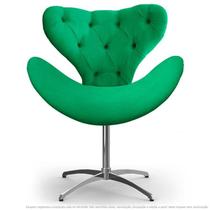 Cadeira com Capitonê Decorativa Poltrona Egg Verde com Base Giratória - Clefatos