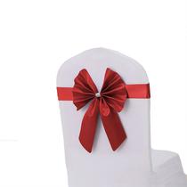 Cadeira com faixas de cetim vermelho com laço de borboleta para casamento x10