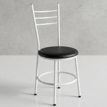 Cadeira Conforto Estilo Sofisticada Moderna Sala de Jantar Cozinha Varanda Área Gourmet Liz Estrutura Branca:Preto