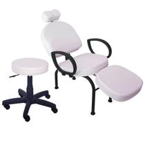 Cadeira Conforty + Mocho Maquiagem Cílios Sobrancelha Branco