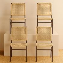 Cadeira Corda Nautica Marrom Sala, Varanda, Sacada, Cozinha - Cadeira Rami - Kit 4